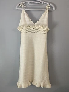 Lilyful Crochet Ivory Cotton Mini Beach Dress Size Small - Picture 1 of 4
