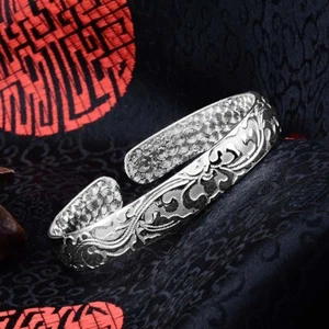 Vintage Bangle 925 Sterling Silver Plt Antique Bracelet Bohemian Pattern UK Sell - Picture 1 of 5