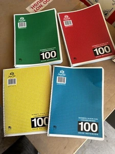 Vintage Spiral Notebook Lot of 4 Color Block 90s Stuart Hall Quad Notebook VTG - Picture 1 of 8