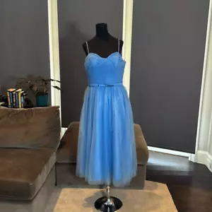 Damen teelänge blau Abschlussball Party Kleid Korsett hinten Sweetheart Ausschnitt Größe 16 - Bild 1 von 12
