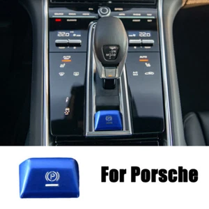 Blue Aluminum Alloy Car Hand Brake Button Trim For Porsche Panamera Cayenne 18+ - Picture 1 of 6