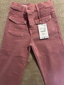 Girls Zara Studded Pink bootcut Jeans Size 11/12 - Picture 1 of 3