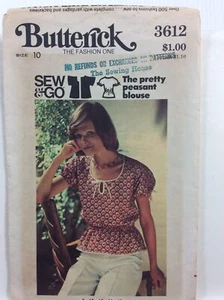 Blusa de mujer Butterick 3612 vintage con patrón de costura talla 10 años 70 - Imagen 1 de 7