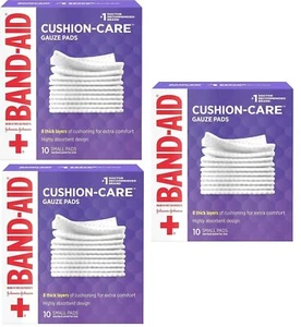 Band-Aid First aid Small Gauze Pads 2 in X 10 Counts x 3 Packs - Picture 1 of 1