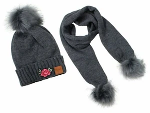 Crush Kids Girls Knit Beanie Hat and Scarf Set One Size Fits Most - Picture 1 of 2