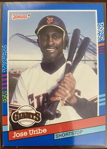 Tarjeta de béisbol Jose Uribe #375 1991 Donruss RARA TARJETA DE 3 ERRORES - Imagen 1 de 6