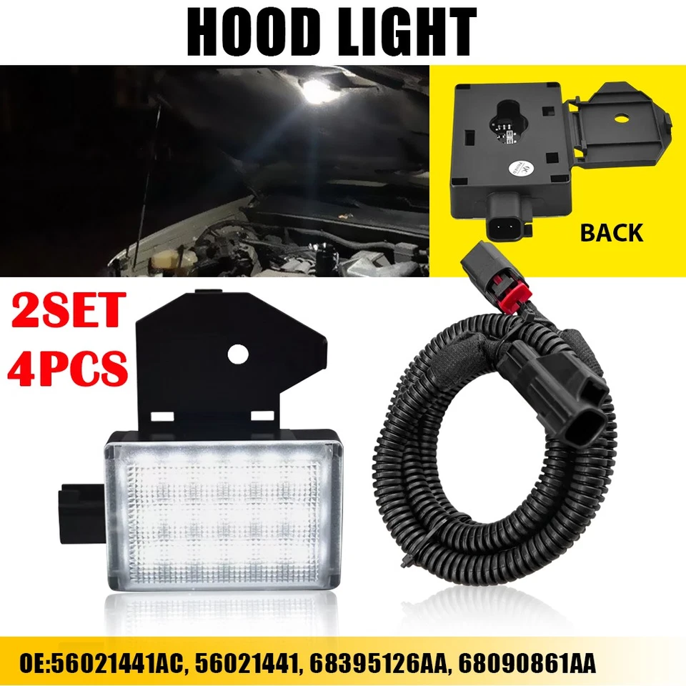 Juego de 2 luces de cortesía debajo del capó con arnés de cableado para Chrysler 300M 2002-2004 Foto 1 de 4