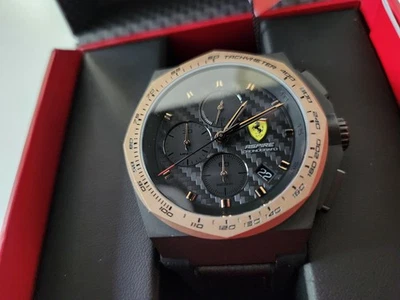RELOJ CRONÓGRAFO ESCUDERIA FERRARI ASPIRE CARBONO TODO NEGRO CUERO GOMA Foto 1 de 4