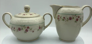 Bavaria BAV 219 Creamer & Sugar Bowl Set Pink Floral Gold Trim Vintage Germany - Picture 1 of 21