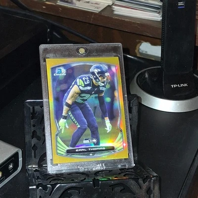 2014 BOWMAN Chrome Earl Thomas Gold Refractor 08/50 #63 SSP Seattle Seahawks - Image 1 of 2