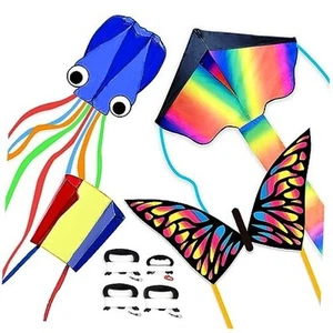 Kites for Kids & Adults, 4 blue octopus&radar&butterfly&multi-color delta - Picture 1 of 7