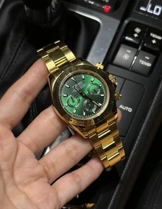 Seikmod Gold Chrono Aut | Green Dial | NH35 | Sapphire | 316L Steel - Imagen 1 de 2