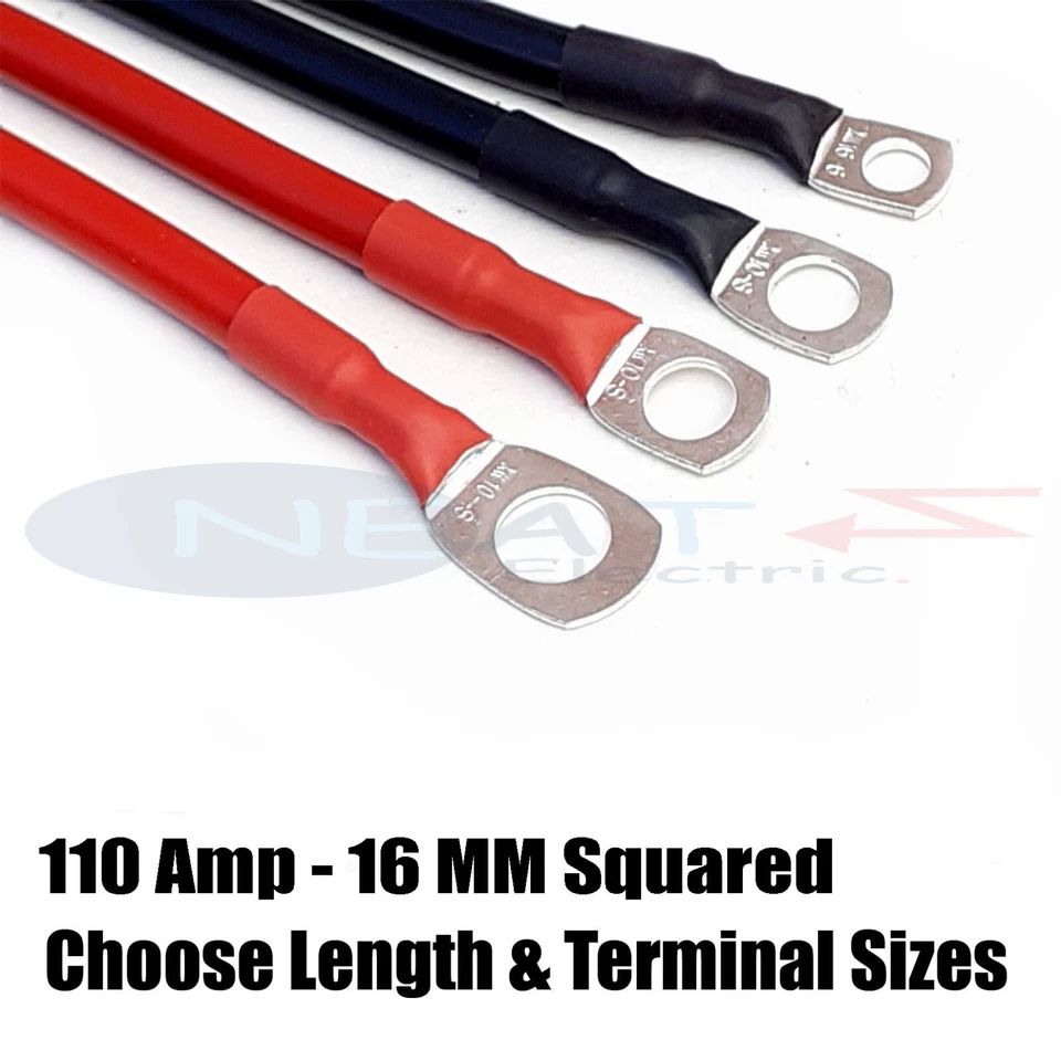 110 Amp Car Battery Power Earth Cable Choose Colour Length Terminal Hole Sizes