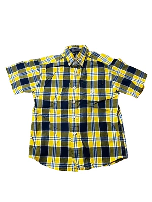 Tommy Hilfiger Boys Shirt Size 6 Yellow Navy White Plaid Short Sleeve Button Up - Image 1 of 4