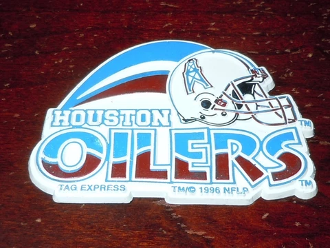 HOUSTON OILERS Vtg Tag Express NFL RUBBER FRIDGE MAGNET Standings Board texans Cover