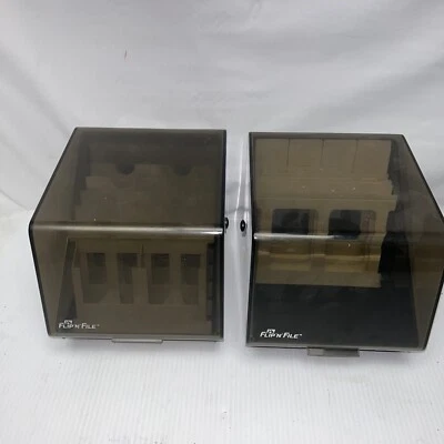 Lot of 2 Flip N File 5.25 Floppy Disk Smoked Plastic Storage Organizer Dividers - Image 1 of 4