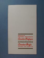 March 1968 Canadian Pacific dining car menu