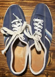 Vintage Damen Brunswick Bowlingschuhe Größe 8 blau mit Streifen - Bild 1 von 16