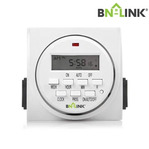 BN-LINK Heavy Duty Digital Electric Programmable Dual Outlet Timer Plug Indoor - Picture 1 of 9