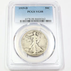 1919-D PCGS VG08 | Walking Liberty Half Dollar 50c US Coin #43654A - Picture 1 of 2