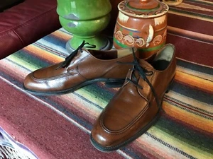 Vintage NUNN BUSH Brown Pebbled Leather Oxfords Dress Shoes 9 B - Picture 1 of 9
