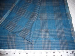 Lovely vintage wool-like plaid fabric, blue, 2 1/3 yd x 60" wide - Picture 1 of 4