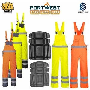 PORTWEST Hi Vis Contrast Bib & Brace Waterproof Breathable Dungarees S388 | S488
