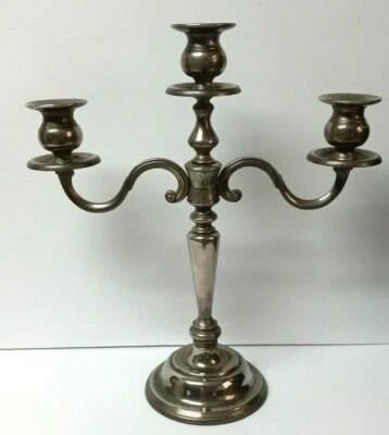 Antique Brass EPNS Silver Plated Candle Holder Original Old Hand Crafted - Image 1 of 4