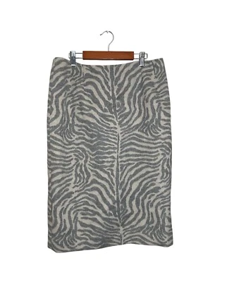 Falda lápiz Carlisle Angora mezcla de lana para mujer talla 12 estampado de cebra gris neutro Foto 1 de 4