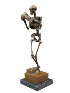 Bronze Figure Sculpture Skeleton with Skull on Noble Marble Base (5654) - Picture 1 of 5