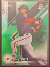 I2019 Bowman Platinum Top Prospects Green Refractor #'d /99 Royce Lewis Twins
