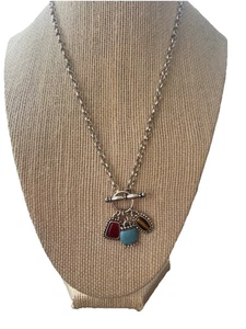 Bonito collar 925 Charm Toggle cornalina, ojo de tigre, turquesa 18 pulgadas - Imagen 1 de 4