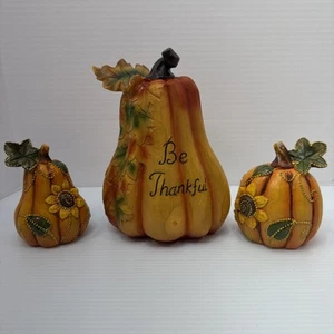 " Be Thankful " Decorative Pumpkin Set Of 3 , Thanksgiving, Fall, Decoration - Picture 1 of 5