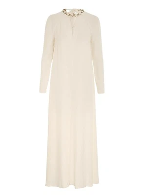 Vestido maxi enfeitado com corrente Zimmermann |Creme/Off White, manga comprida, viscose - Imagem 1 de 4