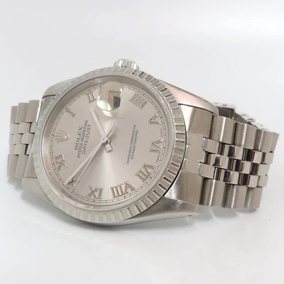 Rolex Datejust 36 Silver Roman Numeral Dial Stainless Steel Jubilee 16220 - Image 1 of 4