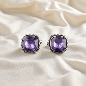 Iolite Gemstone 925 Sterling Silver Jewelry Formal Cufflink 0.61" For Men's Suit - Picture 1 of 6