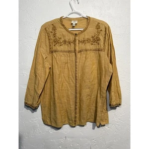 St Johns Bay embroidered peasant prairie flowy top womens XL boho chic cottage - Picture 1 of 8
