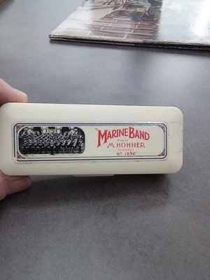 Винтажная губная гармошка Hohner Marine Band 1896 20 клавиш B ручная работа в Германии - Изображение 1 из 4