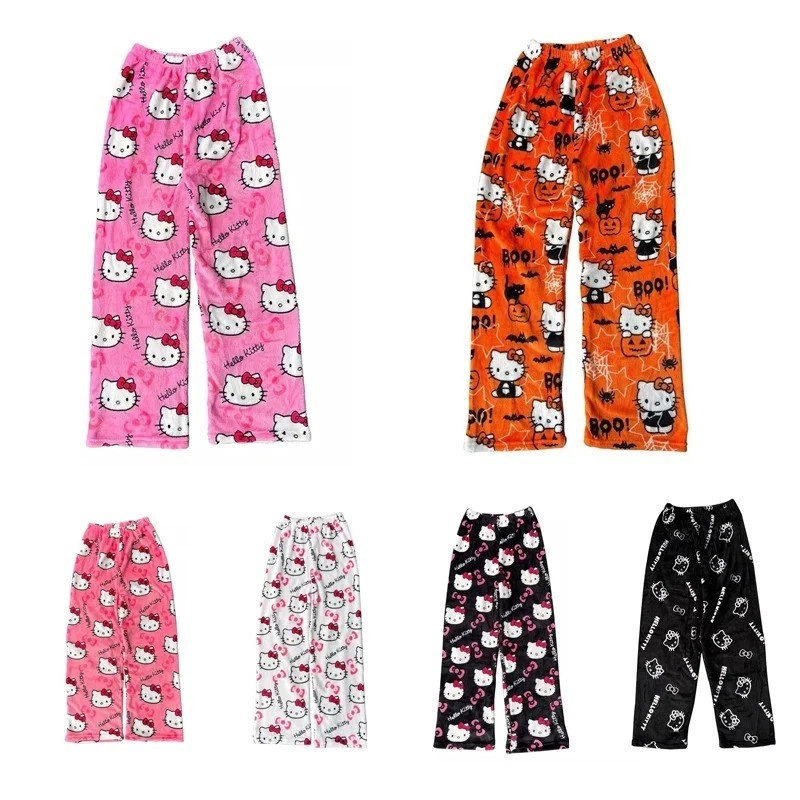Pantalones de pijama rosa suave Hello Kitty para mujer Kawaii felpa Sanrio Japón vendedor de EE. UU. Foto 1 de 4