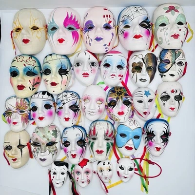 Lot Of 28 Vintage Ceramic/Porcelain Mask 6”/5"/4"/3" Mixed Lot Venetian Clown - Image 1 of 4