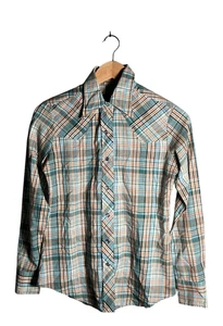 Wrangler Shirt Womens Size S Pearl Snap Plaid Button Up Long Sleeve Cotton - Picture 1 of 12