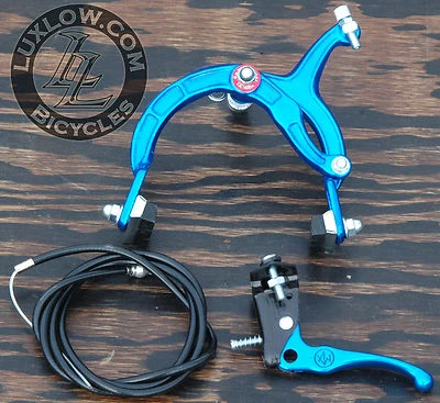 Azul Old School BMX Bicicleta MX Palanca de Freno Trasero Cable Pinza CruiserBicicleta De Colección Foto 1 de 4