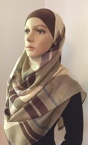 shawl Plaid check scarf Hijab wrap  Jilbab Abaya . NEW STYLE . - Picture 1 of 15