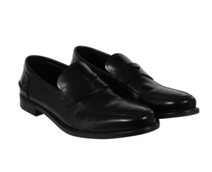 Prada Mens Penny Loafers Size UK 10.5 US 11.5 Black Leather Slip On Moccasin - Picture 1 of 11