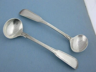 pr George III Sterling Silver Salt Spoons Alice & George Burrows II London c1810 - Image 1 of 4