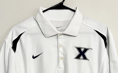 Nike Dri-Fit Men’s Medium Xavier Musketeers White Golf Polo Shirt Cover