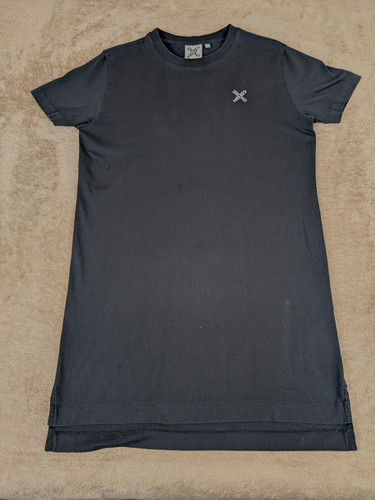 KENZO T shirt donna grande grafica mini abito 100% cotone invecchiato