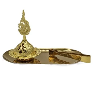 EID Burner Incense Bakhoor Charcoal Incense Burner Metal Arab Censer Desk Decor - Picture 1 of 2