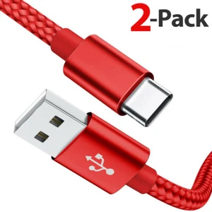 Pack of 2 x 6Ft USB Type C Cable USB-C to USB 3.0 Nylon Braided Samsung Huawei - Picture 1 of 11