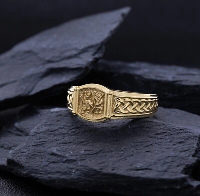 Úlfheðinn Wolf Warrior and Odin with Norse Braids, 14k Solid Yellow Gold Viking - Image 1 of 4